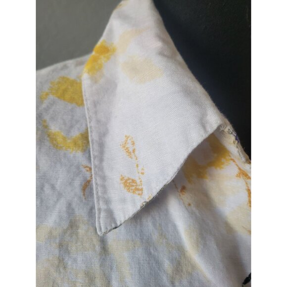 Harve Bernard Collared Button Down 3/4 Sleeve Linen Floral Top Size XL City Chic - Picture 3 of 12